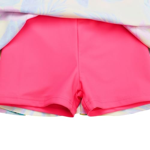 Image of Girls Swimsuit One Piece UPF 50+ Floral Skirted Bathing Suit Modest Beach Swim Dress 3-11 Years