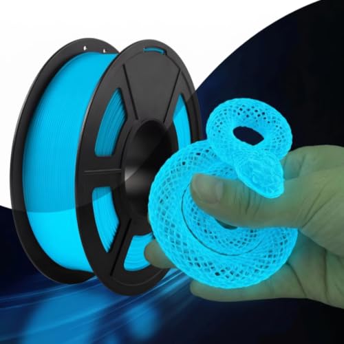 Image of 250G 95A TPU 3D Printer Filament, 1.75mm Glow in The Dark Blue, Soft TPU Flexible 3D Printing Filament, High Hardness & Resilience, Best with UV Lamps,Fit Most 3D Printers