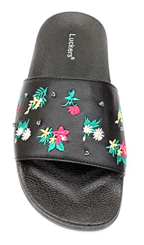 Luckers Girls Tropical Flowers Slide Sandals (Twilight black, numeric_7)4