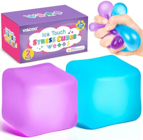 VISCOO 2 Pack Stress Cube, Slow Rising Ice Cube Squishy for Anxiety Relief