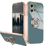 Wousunly Compatible with Redmi Note 12 4G Case Ring Holder Magnet Green, for Xiaomi Redmi Note 12 4G Phone Case Silicone Shockproof Plate Luxury Slim Cover (Grey)