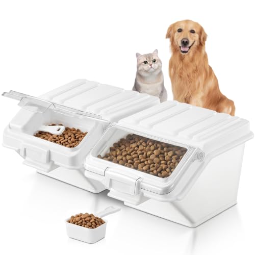 FOHERE 2 Pack Dog Food Storage Container, 25 Lbs Dog Food Bin with Scoop