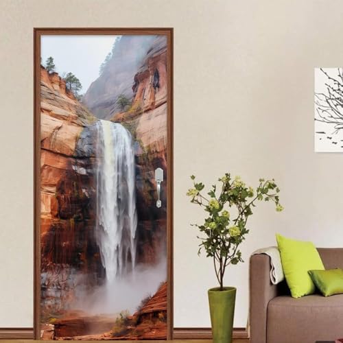 Pegatinas para Puerta Caer Pegatinas Puertas Paisaje Natural Autoadhesivas Pared Murales Calcomanías de Vinilo Extraíbles para Decoración del Hogar 90x200 cm A/N1461