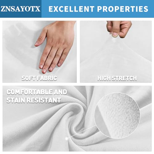 Image of ZNSAYOTX 2026 Velvet Oversized Recliner Cover 3-Piece, Luxury Plush Recliner Chair Covers with Elastic Band & Ties Stay in Place, Stretch Reclining Slipcover for Lazy Boy Soft Washable (White)