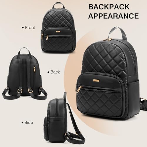 Image of Marvolia Mini Backpack Vegan Leather Small Backpack, Black, Large | Fashion Backpack Purse, For Women, For Travel Work Shopping