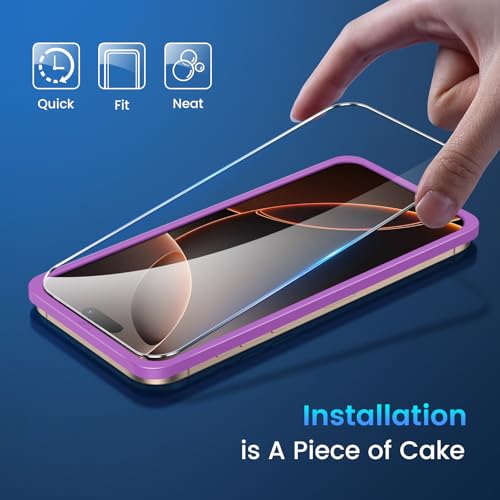 Image of Fotbor for 3Pack iPhone 16 Pro Max Screen Protector with 3Pack Camera Lens Protector, 9H+ Tempered Glass Easy Installation Kit, Case Friendly iPhone 16 Promax