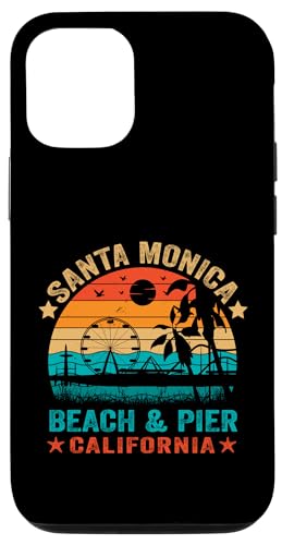 Custodia per iPhone 14 Retro Santa Monica California USA Spiaggia Pier Oceano Tramonto