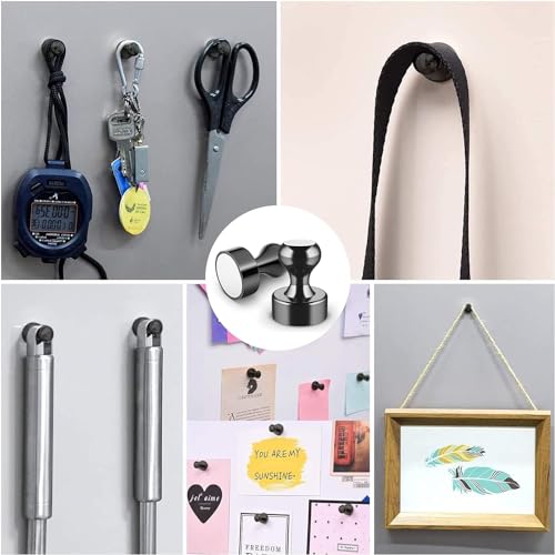 Grtard 48 Pack Fridge Magnets for Whiteboard, Neodymium Refrigerator Magnets, Push Pin Magnets Perfect for Fridge, Office,Whiteboard, Map(Black) by Grtard - Used condition - Image 6
