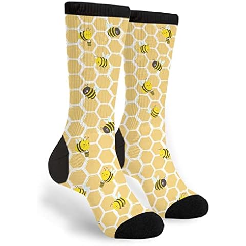 Novelty Crew Socks Dress Socks Casual Mid Calf Socks For Women Men, Bee, One size Cover