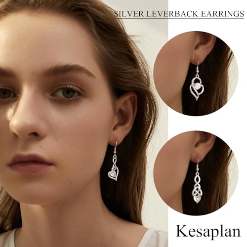 Dangle Earrings Set for Women Multiple Leverback Drop Earrings Silver Hypoallergenic Crystal Dangle Leverback Earring Sets Fashion Cubic Zirconia Earring Sets Trendy Jewelry Gifts for Women2
