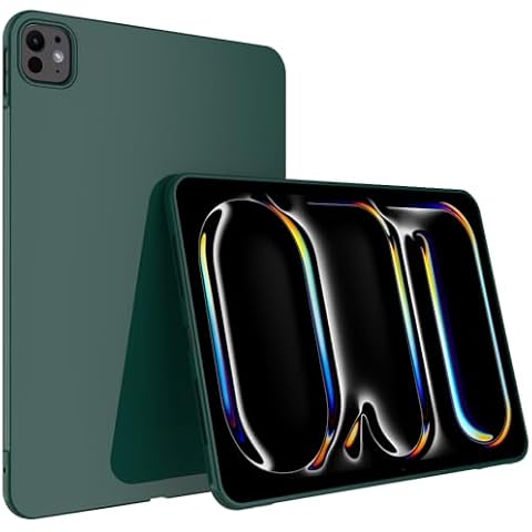 Callyue Slim Case for iPad Pro 11 Inch (M4, 5th Generation 2024), Ultra Thin Lightweight Matte Soft Flexible Frosted TPU Skin Bumper Back Cover Shell, Dark Night Green Cover