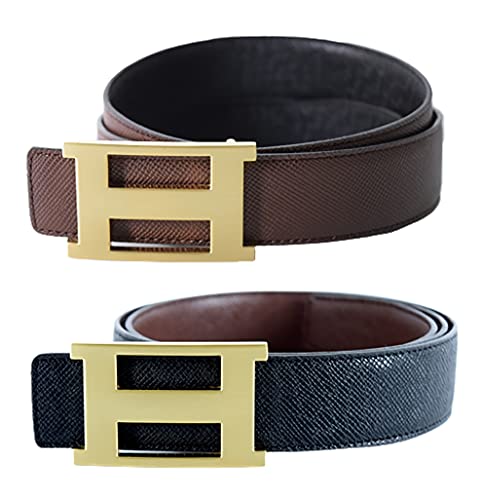 Dinamit Jeans Unisex Genuine Leather Casual Dress Belt with Buckle and Reversible Strap - (Available in 2 Sizes) (Brown-Black, Adjustable from 28