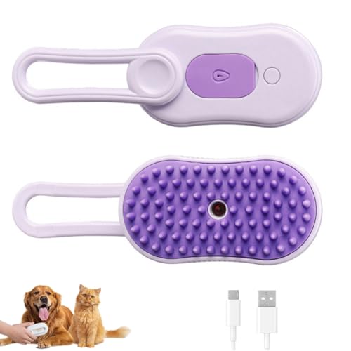 Image of 3-in-1 Cat & Dog Steam Brush - Rechargeable Anti-Static Pet Grooming Tool, Professional Deshedder with Steam Spray for Indoor Pets Shedding Control (lilac)