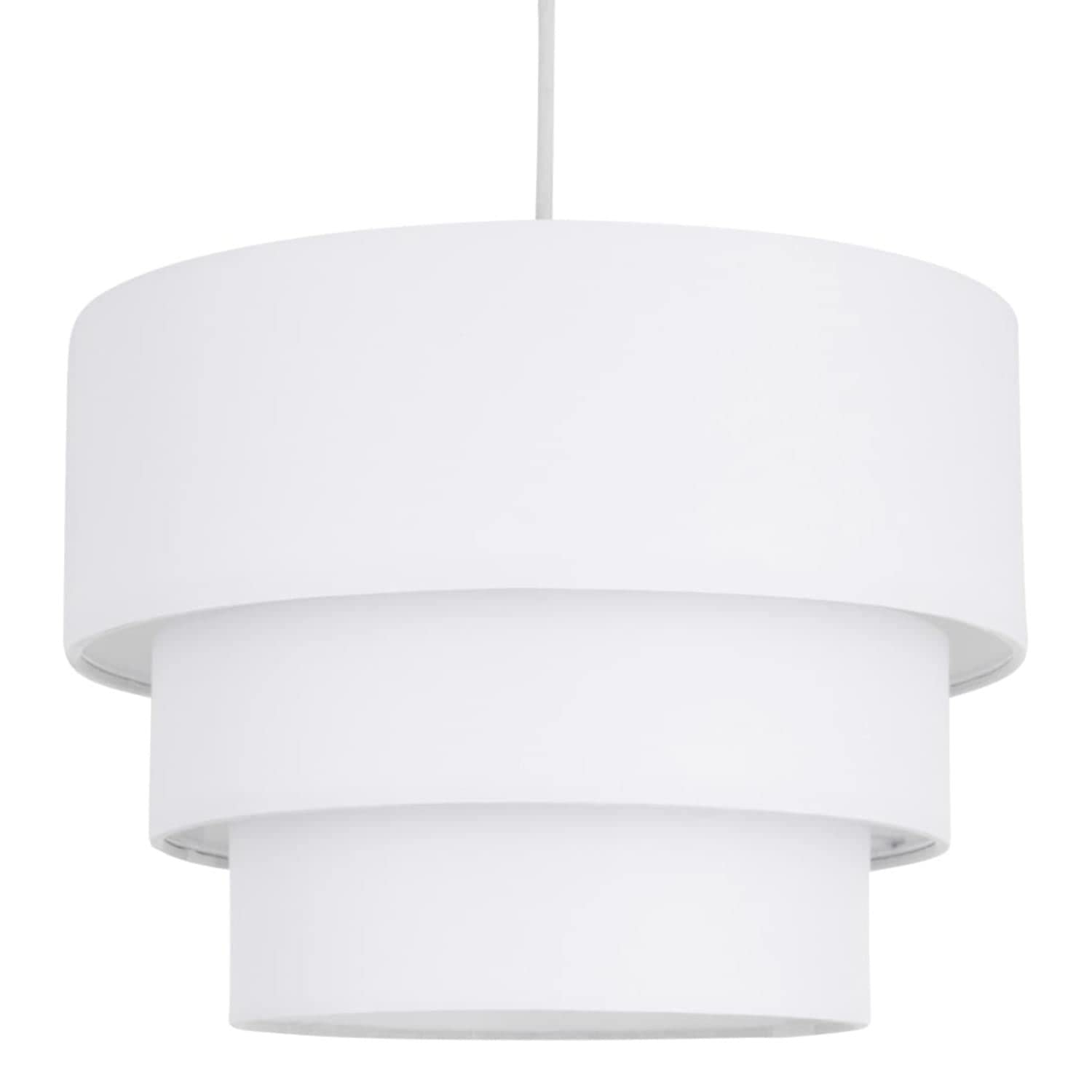 Modern White Ceiling Light Shade Pendant Easy Fit 3 Tier Fabric Lamp Shade