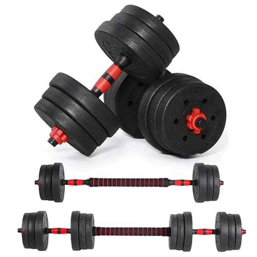 Velvaria Adjustable Dumbbell Set, Barbell Set 3-in-1 in 10kg 15kg 20kg, Cement Weights Dumbbell Set with Steel/Rubber, Home Gym Exercise & Fitness Equipment for Weightlifting and Strength Training
