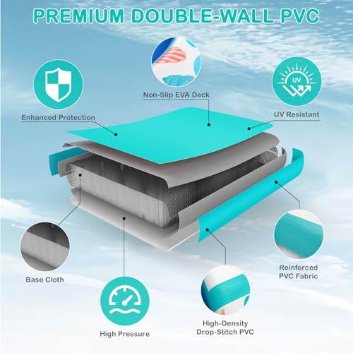 Image of Inflatable Water Hammock Floating Dock 8 FT with Mesh, Tanning Pool Raft Round Ring for Adults, Float Platform for Lake and Beach with Water Ladder and Cup Holder