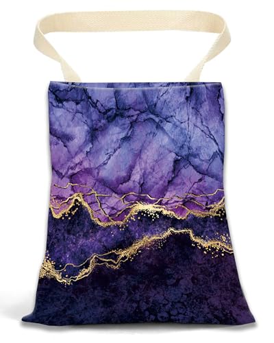 Image of Car Garbage Can, Car Trash Bag, Car Garbage Bag, Hanging Car Trash Can for Car Accessories, Vehicle, Travelling, Camping, Cute Car Back Seat Organizer, Luxury Purple Marble