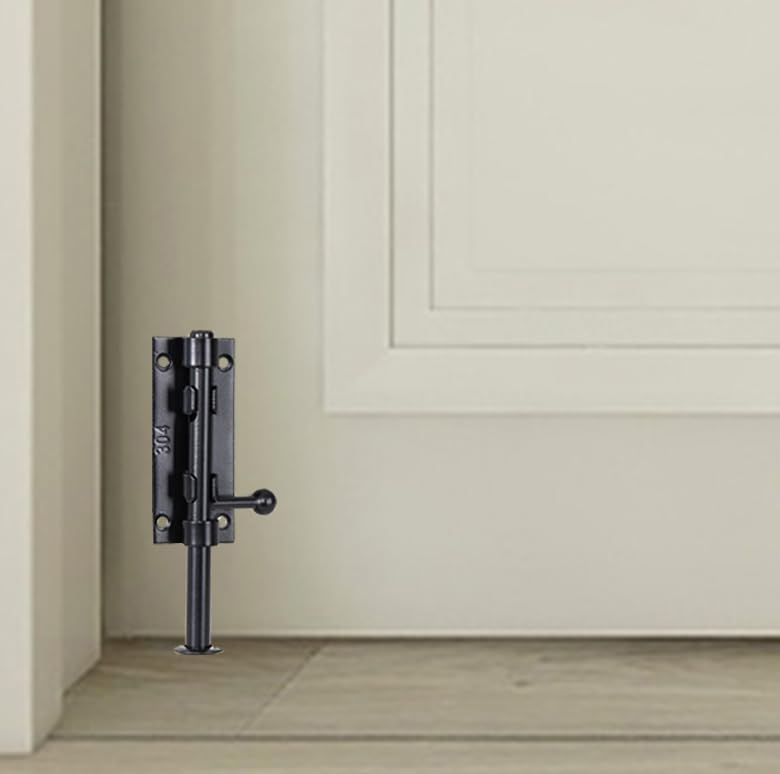 Miniatura 4 de Pestillo de perno de barril, pestillo de puerta de perno deslizante, cerradura deslizante negra de 6.3 pulgadas con orificio para candado, herrajes