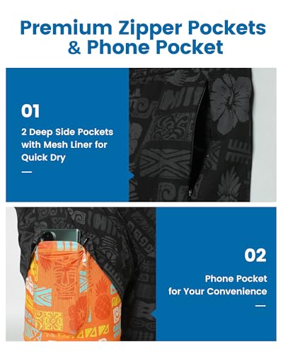 Image of maamgic 5inch Mens Swim Trunks with Compression Liner 2-in-1 Swimming Shorts Stretch Quick Dry with Zipper Pockets