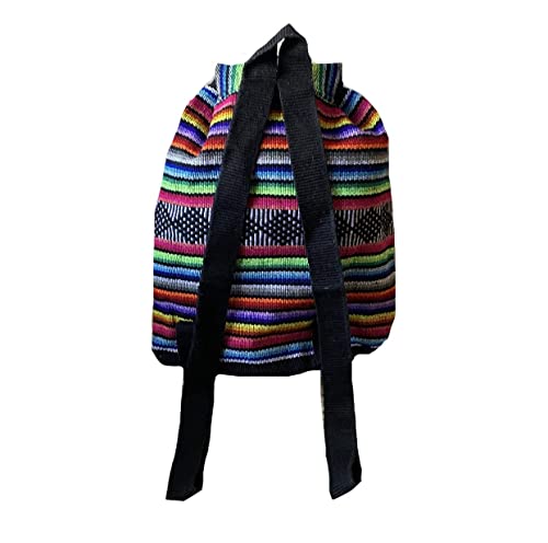 BLACK MULTICOLOR, UNISEX, LARGE, BACKPACK, WOVEN, CANVAS, DRAWSTRING, BEACH BAG2