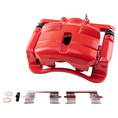 Image of TRQ Front Brake Caliper Set Painted Red Brackets Compatible with 2008-2013 Nissan Rogue 2014-2015 Rogue Select