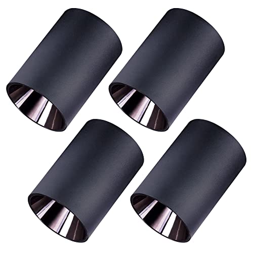 Foco de techo moderno Paquete de 4 LED 9W Curvo montado en superficie Φ70mm 3000K COB Downlight 230V para sala de estar Habitación Oficina Cocina Habitación, Negro Cover