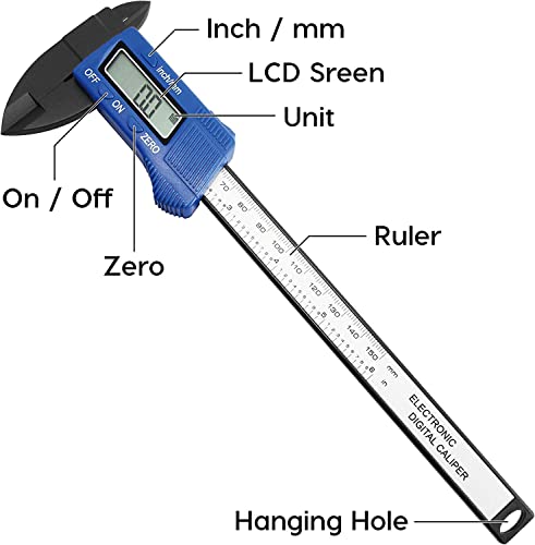 Image of Digital Caliper, 6 inch Micrometer with Large LCD Screen, Inch and Millimeter Conversion Vernier, Measuring Tool With Case