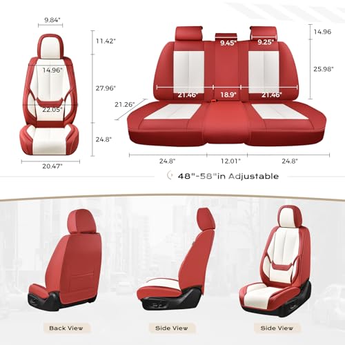 Image of Coverado Car Seat Covers Full Set, Seat Covers for Cars, Front Seat Covers and Back Seat Cover Waterproof Leather Automotive Seat Cover, Universal Car Interior Protectors for Most Cars
