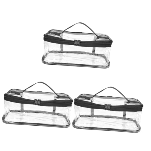 ARTSEWPLY 3 Piezas p Bolsa De Maquillaje Transparente La Bolsa De Mano Bolsas De Almuerzo Transparentes Para El Trabajo Bolsa Transparente Bolsa De Lona De Polivinilo Black