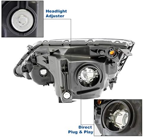 Replacement Headlights Headlamps Black For 2007-2011 Honda CR-V CRV