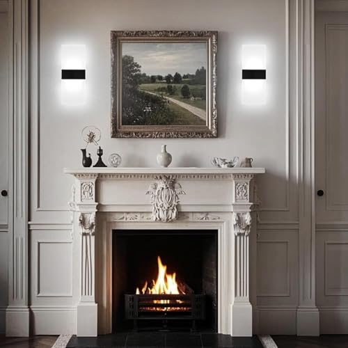 Image of Lightess Modern Wall Sconce Dimmable Sconce Wall Lighting 12W Black Indoor Wall Lamp Acrylic Wall Mounted Lighting Fixture for Bedroom Living Room Hallway, Cool White