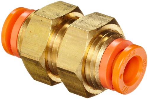 SMC KQ2E07-00A Brass Push-to-Connect Tube Fitting, Bulkhead Union, 1/4