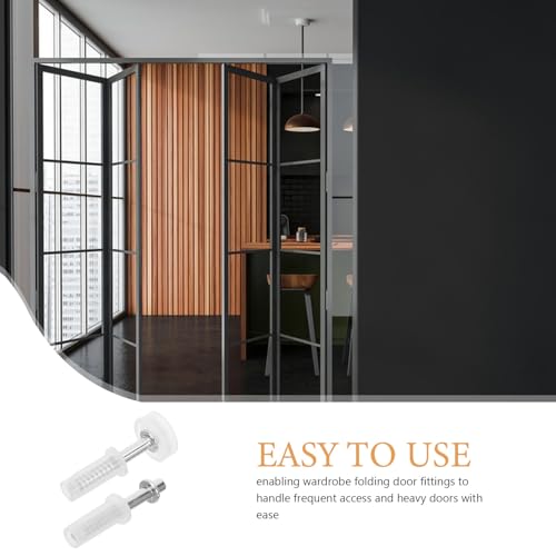 Kit de 6 piezas de herrajes con rodillos para puerta bifold, rueda guía con resorte para reparación de puerta plegable de clóset, reemplazo universal para vestidor o área de lavado miniatura 5