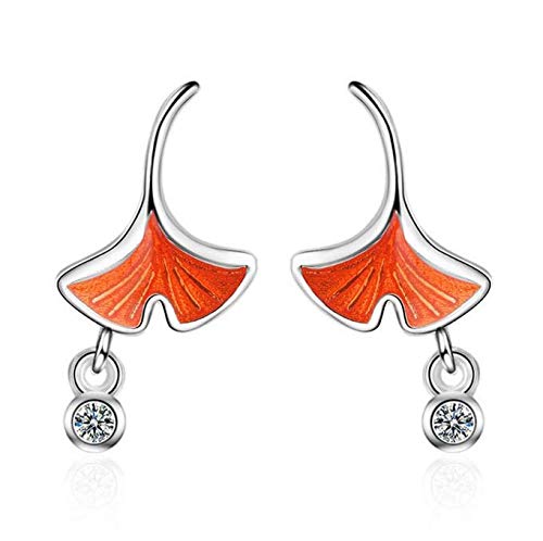 Mode Zircon Boucles D'oreilles Bijoux Mignon 925 Argent Orange Ginkgo Biloba Boucle D'oreille Pour Les Femmes Fiançailles Accessoires Cadeaux Cover