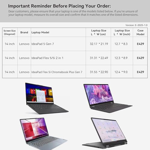Smatree 14 inch Laptop Sleeve for Lenovo IdeaPad 5 Gen 7, for IdeaPad Flex 5/5i 2 in 1, for IdeaPad Flex 5i Chromebook Plus Gen 7 Laptop Bag with Accessory Pocket, YKK Zipper (E429)2