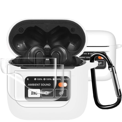 BOOLINN For TOUR PRO3 用 ケース 対応 tour pro【TOUR PRO 3フィルム*5 付き】360°プロテクションシリコン素材 防水 キズ防止 軽量小型 装着充電可能 耐衝撃 カラビナ付き tour pro3 ケース(ホワイト)