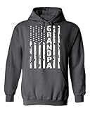Kropsis Grandpa Vintage American Flag Hooded Sweatshirt Hoodie, XL, Charcoal