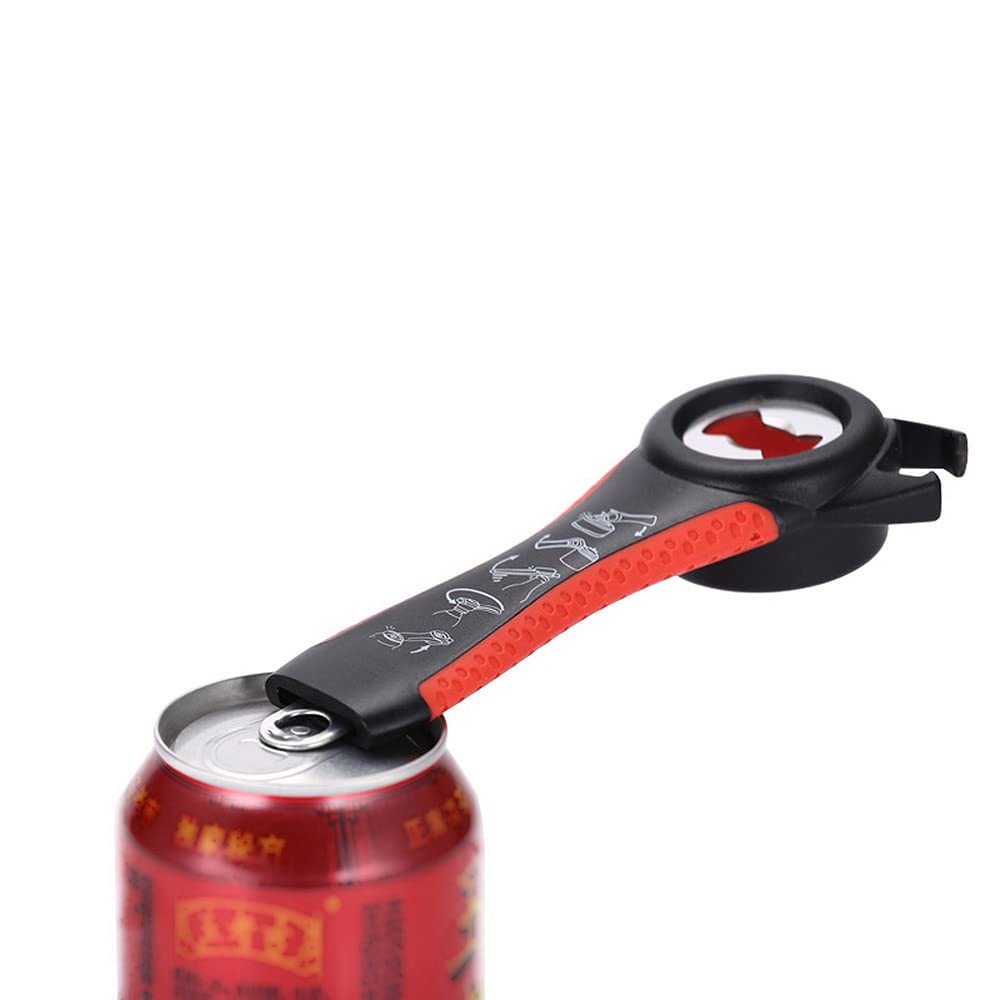 Abridor de Botellas multifunción 5 en 1 Acero Inoxidable for Abrir latas plástico y Cerveza, Ideal como Herramienta Cocina for camareros(Red)
