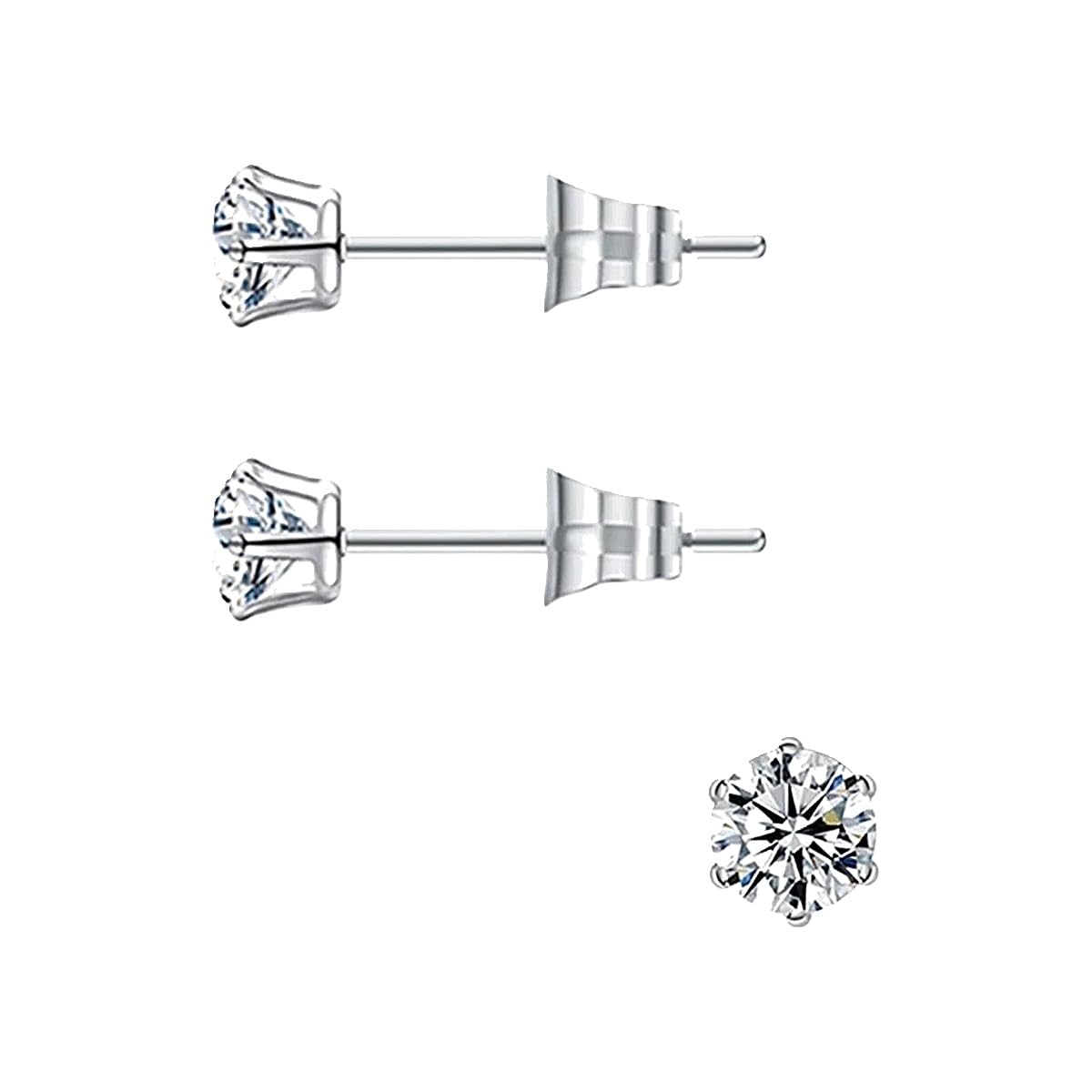 Fashion Stainless Steel Stud Earrings Hypoallergenic Cubic Zirconia Ball Earrings For Men Women