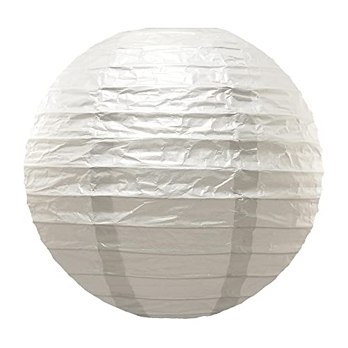 LumaBase Round Paper Lanterns, White - Set of 5