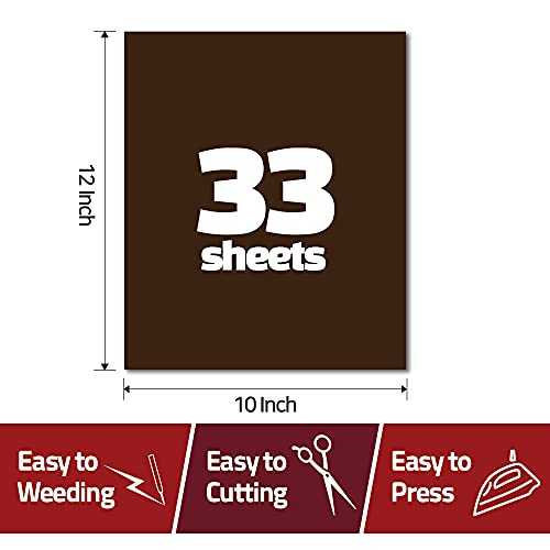 Gio-Flex Heat Transfer Vinyl 10"X12"-33 Sheets Htv Assorted Color Bundle Pack Iron-On Transfer Design For T-Shirts Compatible With Cricut Silhouette Cameo Heat Press Machine Easy To Weed Cut #TOP7