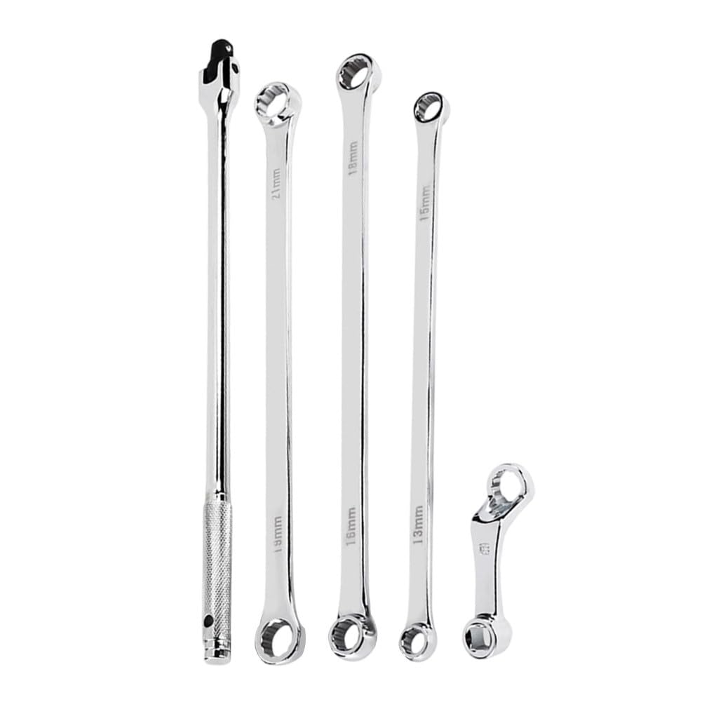 Chiave a doppia estremità, set di chiavi extra lunghe, in acciaio al cromo vanadio, coppia elevata per spazi ristretti, 5 pezzi, 13-21 mm