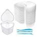 SWZY Slime Containers, 24 Pack Heart-shaped Clear Plastic Storage Containers with Lids for 20g / 45ml Slime Clay Foam Ball and 3 PCS Slime Tools