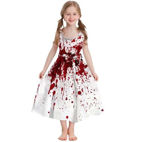 Mjjsk Halloween-Kleider für Mädchen, blutiger Geist, A-Linie,...