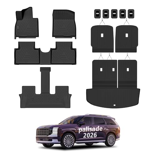 All Weather Car Floor Mats Cargo Liner with Backrest Mat for 2026 Palisade 7 Seater (Only Fit Fuel),...