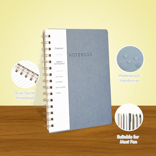 Image of Spiral Notebook-5.75 inch x 8.125 inch College Ruled Journal with Inner Pockets and 160 Pages,PU Leather Cover Business Journal, Twin-Wire Binding Notebook Perfect for Office & Home School Supplies 6 pack Reefblue /Pink