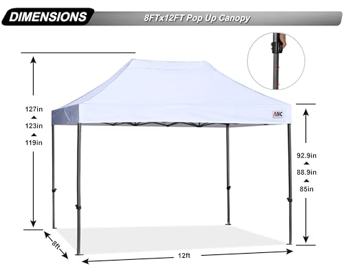 Image of ABCCANOPY Patio Pop Up Canopy Tent 8x12 Commercial-Series (White)