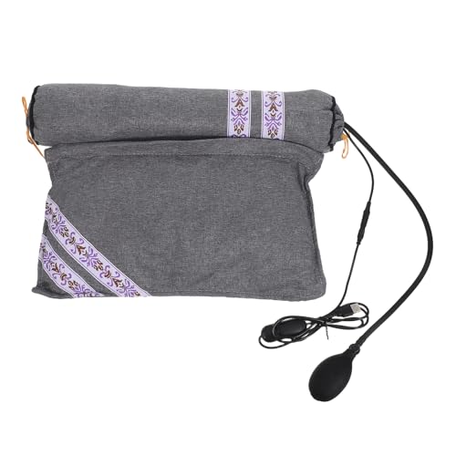 MOTHNUR USB Heated Neck Pillow with Removable Pure Filling, Portable Inflatable Electric Thermal Wrap for Travel, Office, and Sleep Support, Gray