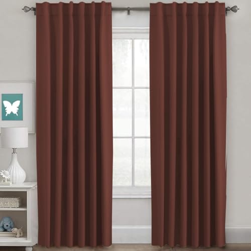Image of H.VERSAILTEX Blackout Curtains Thermal Insulated Window Treatment Panels Room Darkening Blackout Drapes for Living Room Back Tab /Rod Pocket Bedroom Draperies (2 Panels, Rust, 52 x 84 Inch)