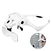 Rightwell Loepbril met Licht Handen vrij Hoofdband Loep Staand Vergrootglas met 2 Ledlampen voor Hobby, Elektriciens…